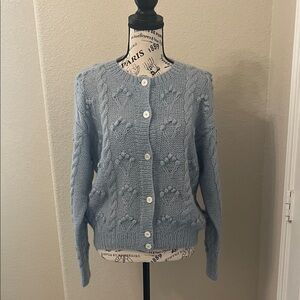 Liz Claiborne Light Blue Bauble Textured Cardigan